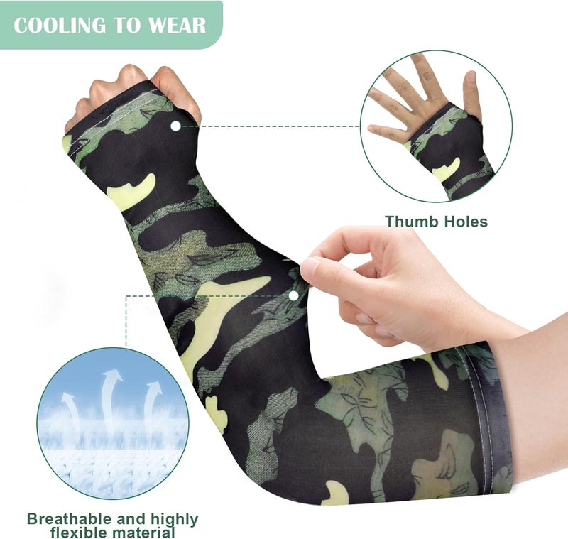 Mukum 4 Pairs Gardening Sleeves Anti-Slip Arm Protection with Thumb Hole Sun Sleeve Cooling Arm Sleeves for Women Men Outdoor - Image 4